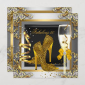 Invitation Fabuleux 50 Gold Leopard Silver Champagne Annivers (Devant / Derrière)