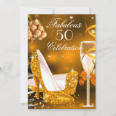 Invitation Fabuleux 50 Gold Orange High Heels Party 3 (Devant)