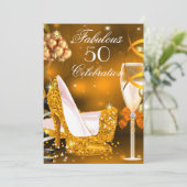 Invitation Fabuleux 50 Gold Orange High Heels Party 3 (Debout devant)