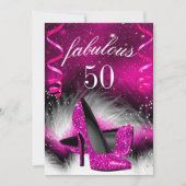 Invitation Fabuleux 50 Hot Rose High Heel fête d'anniversaire (Devant)