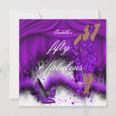 Invitation Fabuleux 50 Lady Purple High Heels fête d'annivers (Devant)