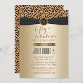 Invitation Fabuleux 50 Leopard Moden de luxe noir & or (Devant / Derrière)