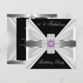 Invitation Fabuleux 50 Lilac Rose Argent Noir Blanc Diamant (Devant / Derrière)