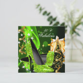 Invitation Fabuleux 50 Lime Green Gold talons fête d'annivers (Debout devant)