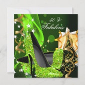 Invitation Fabuleux 50 Lime Green Gold talons fête d'annivers (Devant)