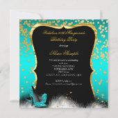 Invitation Fabuleux 50 Masquerade Party Gold Turquoise (Dos)