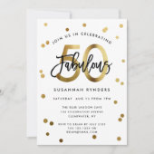 Invitation Fabuleux 50 | Moderne Elegant Or Brossé Anniversai (Devant)