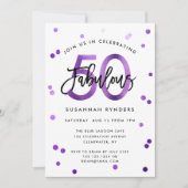 Invitation Fabuleux 50 | Moderne Elegant Purple Brush Anniver (Devant)