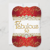 Invitation Fabuleux 50 Or Diamond Rouge glamour Anniversaire (Devant)