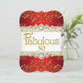 Invitation Fabuleux 50 Or Diamond Rouge glamour Anniversaire (Debout devant)