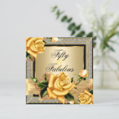 Invitation Fabuleux 50 Or Rose jaune Noir Anniversaire (Debout devant)