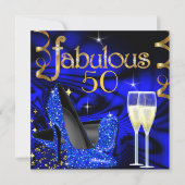 Invitation Fabuleux 50 Partie Abstrait Blue High Heels Gold (Devant)