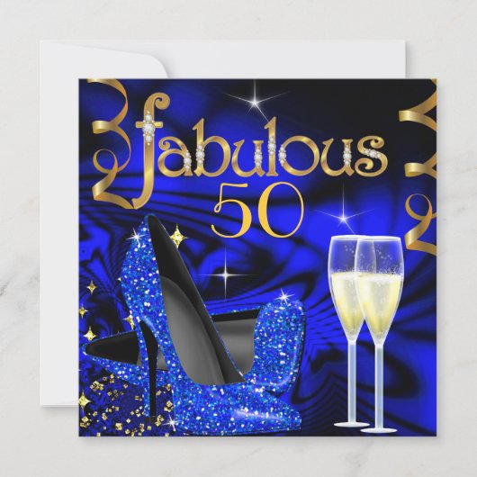 Invitation Fabuleux 50 Partie Abstrait Blue High Heels Gold (Devant)