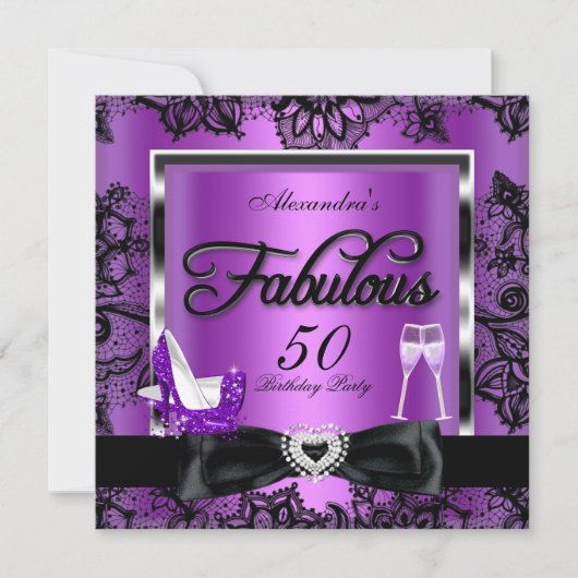 Invitation Fabuleux 50 Partie Champagne violet talons hauts (Devant)
