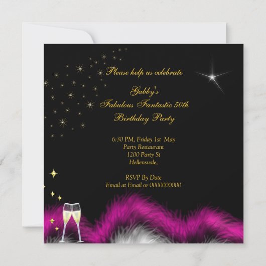 Invitation Fabuleux 50 Partie rose hauts talons or noir (Dos)