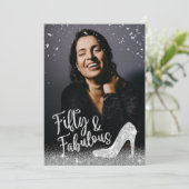 Invitation Fabuleux 50 Parties scintillant Argent Ajouter Vot (Debout devant)