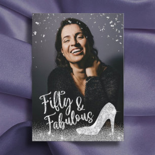 Invitation Fabuleux 50 Parties scintillant Argent Ajouter Vot