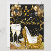 Invitation Fabuleux 50 Parties scintillant Gold talon Glitzy  (Devant)