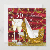 Invitation Fabuleux 50 Parties scintillant Gold talon Rouge G (Devant)