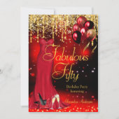 Invitation Fabuleux 50 Parties scintillant Rouge Gold Talons  (Devant)