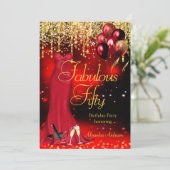 Invitation Fabuleux 50 Parties scintillant Rouge Gold Talons  (Debout devant)