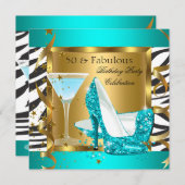 Invitation Fabuleux 50 Parties scintillant Turquoises hauts t (Devant / Derrière)