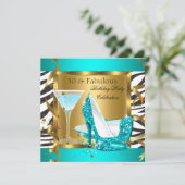Invitation Fabuleux 50 Parties scintillant Turquoises hauts t (Debout devant)