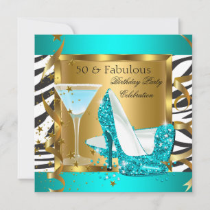 Invitation Fabuleux 50 Parties scintillant Turquoises hauts t