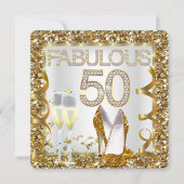Invitation Fabuleux 50 Parties scintillant White Gold fête d' (Devant)