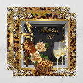 Invitation Fabuleux 50 Party Gold Leopard Noir talons hauts (Devant / Derrière)