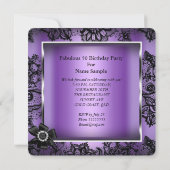 Invitation Fabuleux 50 Party Purple Damask Black Lace Pearl (Dos)