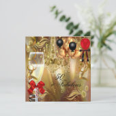Invitation Fabuleux 50 Party Red Gold Champagne Party (Debout devant)