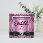 Invitation Fabuleux 50 Party Rose Damask Black Lace (Debout devant)