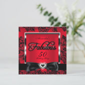 Invitation Fabuleux 50 Party Rouge Damas Black Lace (Debout devant)