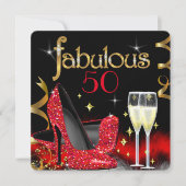 Invitation Fabuleux 50 Party Rouge Haut talons Or Noir (Devant)