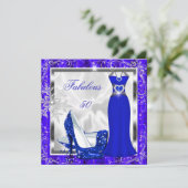 Invitation Fabuleux 50 Party Royal Bleu Robe Argent talons S8 (Debout devant)