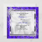 Invitation Fabuleux 50 Party Royal Bleu Robe Argent talons S8 (Dos)