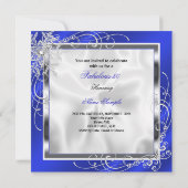 Invitation Fabuleux 50 Party Royal Bleu Robe Argent talons S9 (Dos)