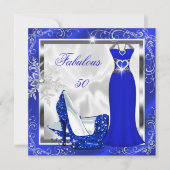 Invitation Fabuleux 50 Party Royal Bleu Robe Argent talons S9 (Devant)