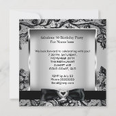 Invitation Fabuleux 50 Party Silver Grey Damask Black Lace 2 (Dos)