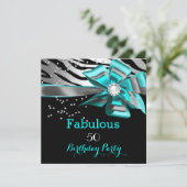 Invitation Fabuleux 50 Party Turquoise Zebra Black Silver Pea (Debout devant)