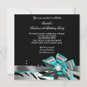 Invitation Fabuleux 50 Party Turquoise Zebra Black Silver Pea (Dos)