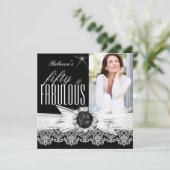 Invitation Fabuleux 50 Photo Black Pearl Blanche dentelle Ann (Debout devant)