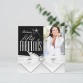 Invitation Fabuleux 50 Photo Black White 50e Anniversaire (Debout devant)