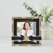 Invitation Fabuleux 50 Photo Black White Gold Diamond 2 (Debout devant)