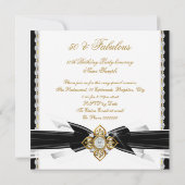 Invitation Fabuleux 50 Photo Black White Gold fête d'annivers (Dos)