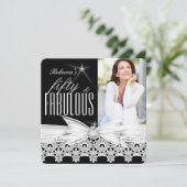 Invitation Fabuleux 50 Photo Black White Lace 50e anniversair (Debout devant)