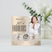 Invitation Fabuleux 50 Photo Cream Beige Brown Pearl Lace (Debout devant)