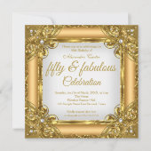 Invitation Fabuleux 50 Photo élite Gold Pearl fête d'annivers (Devant)