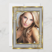 Invitation Fabuleux 50 Photo Gold gris argent fête d'annivers (Dos)